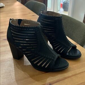torrid Black Braided Cutout Peep-Toe Block Heel Boots